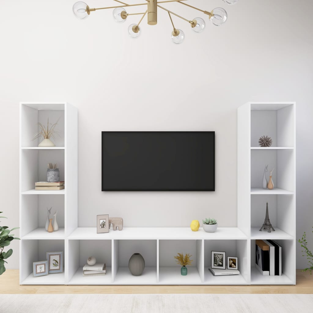 TV-Schränke 3 Stk. Weiß 142,5x35x36,5cm Holzwerkstoff kaufen