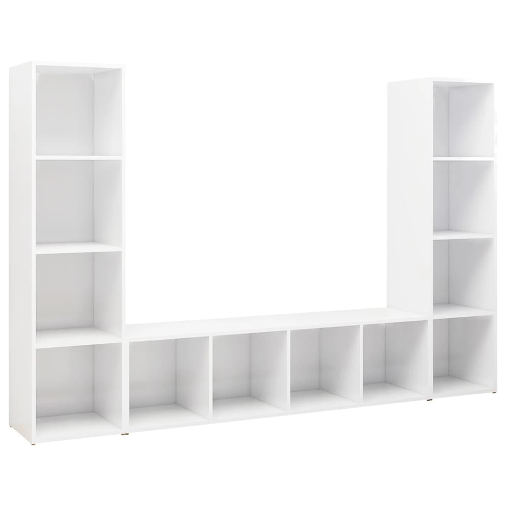 KALLAX –  Meuble TV bibliothèque 3 pcs 12 boxes Blanc brillant | meublestv.fr 2