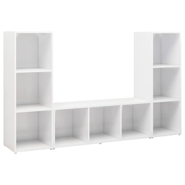 vidaXL telerikapid 3 tk k&otilde;rgl&auml;ikega valge 107x35x37 cm puitlaastplaat