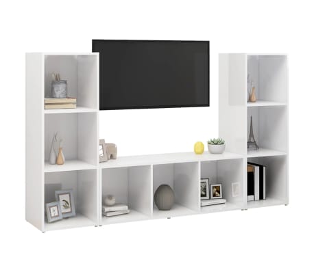 vidaXL TV Stands 3 Pcs White 42.1"x13.8"x14.6" Engineered Wood