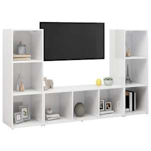 TV skříňky 3 ks bílé 107 x 35 x 37 cm dřevotříska - obrázek 3