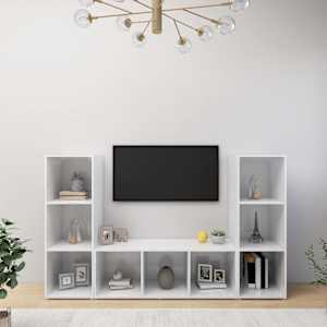 TV skříňky 3 ks bílé 107 x 35 x 37 cm dřevotříska - obrázek 1