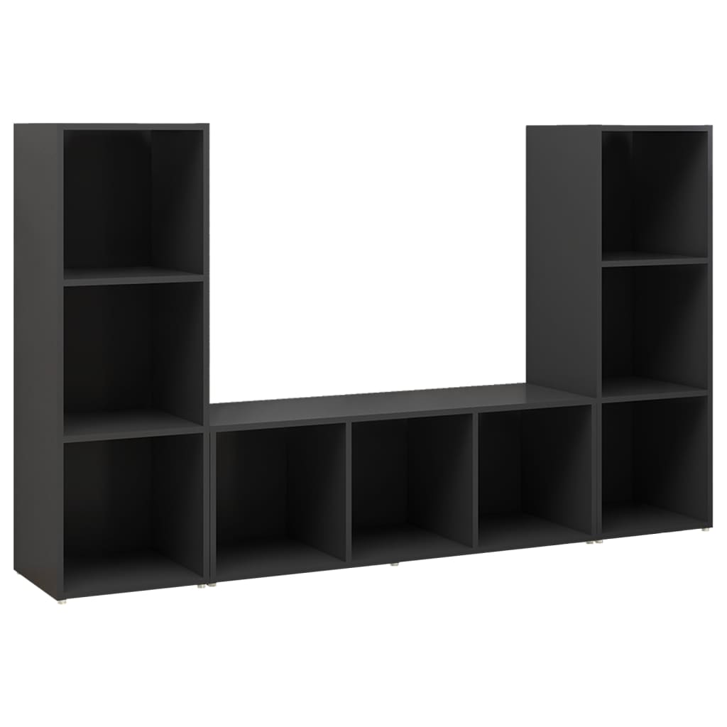 

vidaXL TV Cabinets 3 pcs Black 42.1"x13.8"x14.6" Engineered Wood