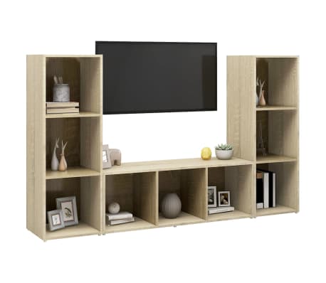 vidaXL TV ormarići 3 kom boja hrasta 107x35x37 cm konstruirano drvo