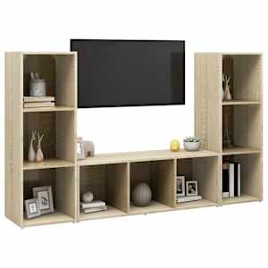 vidaXL TV ormarići 3 kom boja hrasta 107x35x37 cm konstruirano drvo