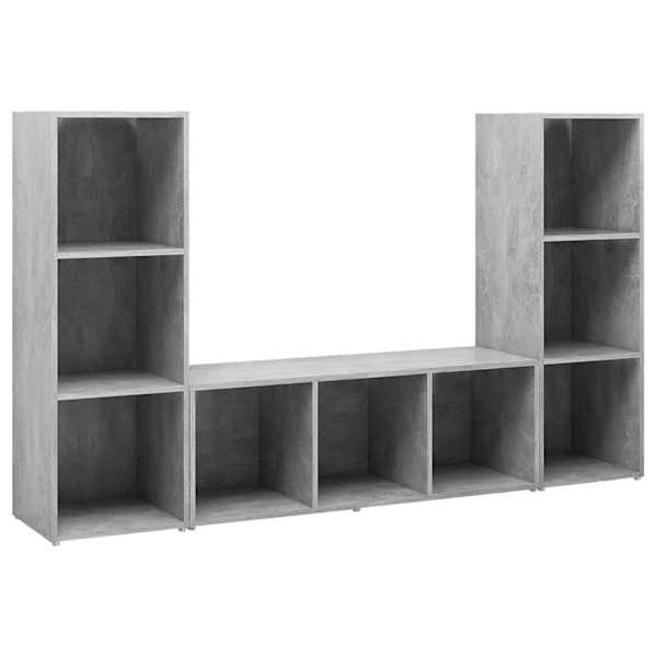 vidaXL telerikapid, 3 tk, betoonhall, 107x35x37 cm, puitlaastplaat