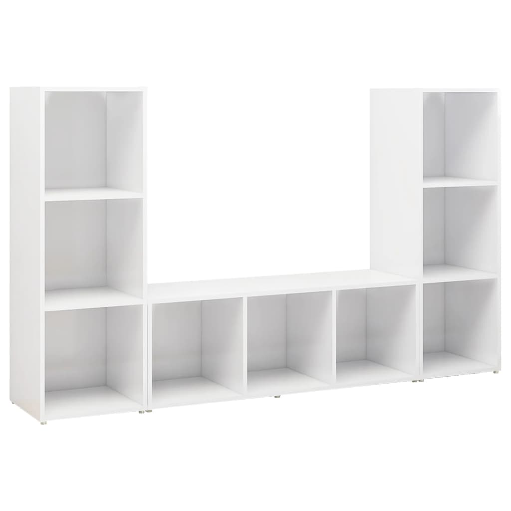 

vidaXL TV Cabinets 3 pcs High Gloss White 42.1"x13.8"x14.6" Engineered Wood