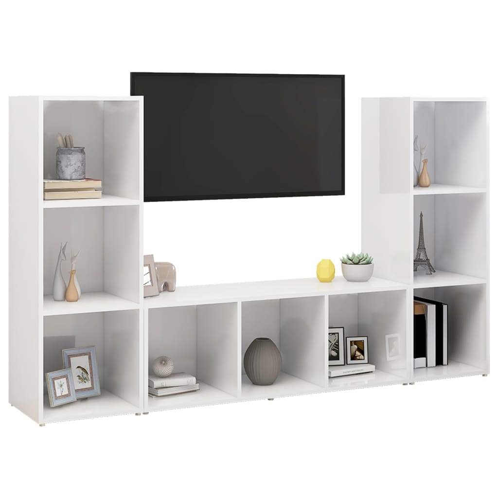 KALLAX –  Meuble TV bibliothèque double L- 3 pcs 9 boxes Blanc brillant | meublestv.fr 4