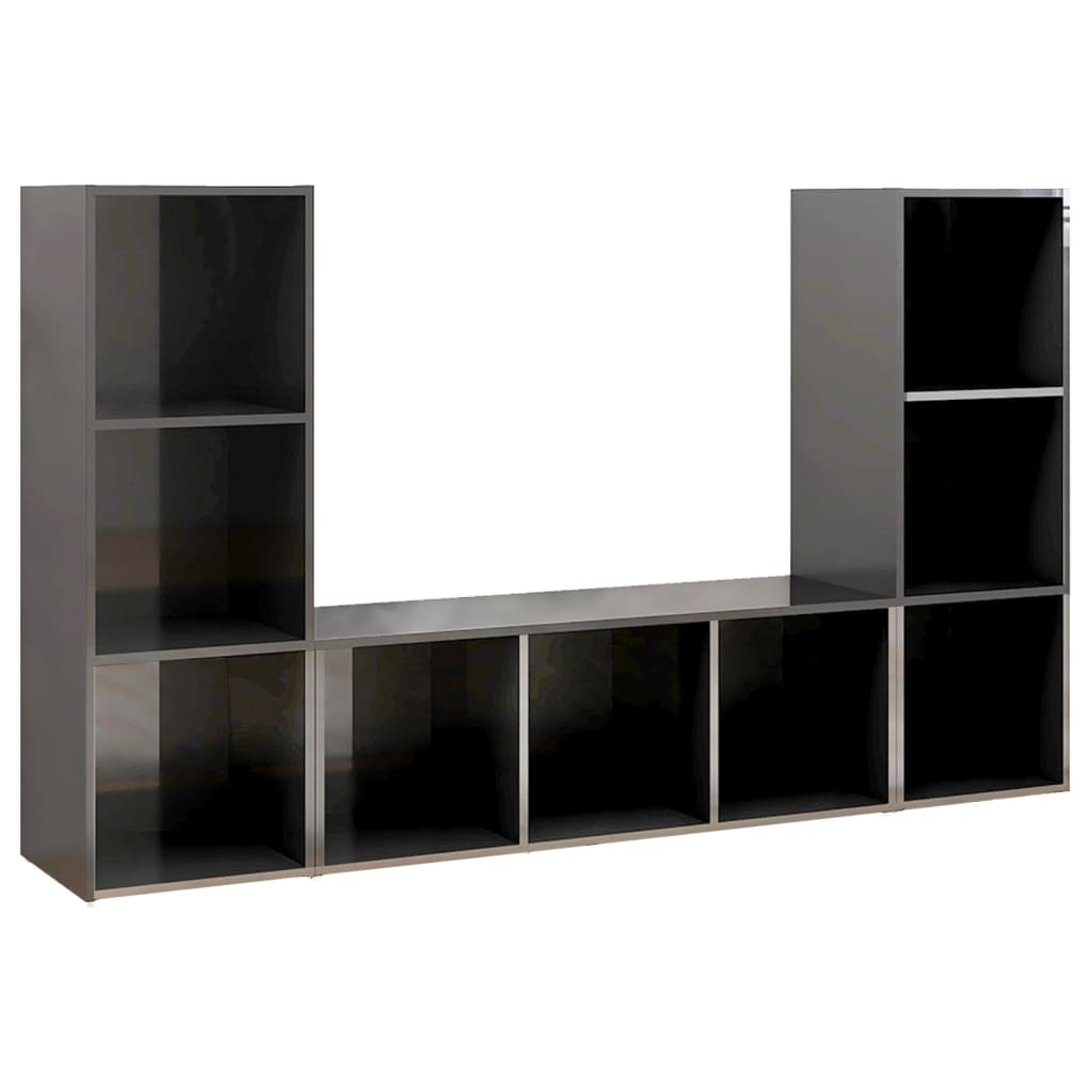 

vidaXL TV Cabinets 3 pcs High Gloss Gray 42.1"x13.8"x14.6" Engineered Wood