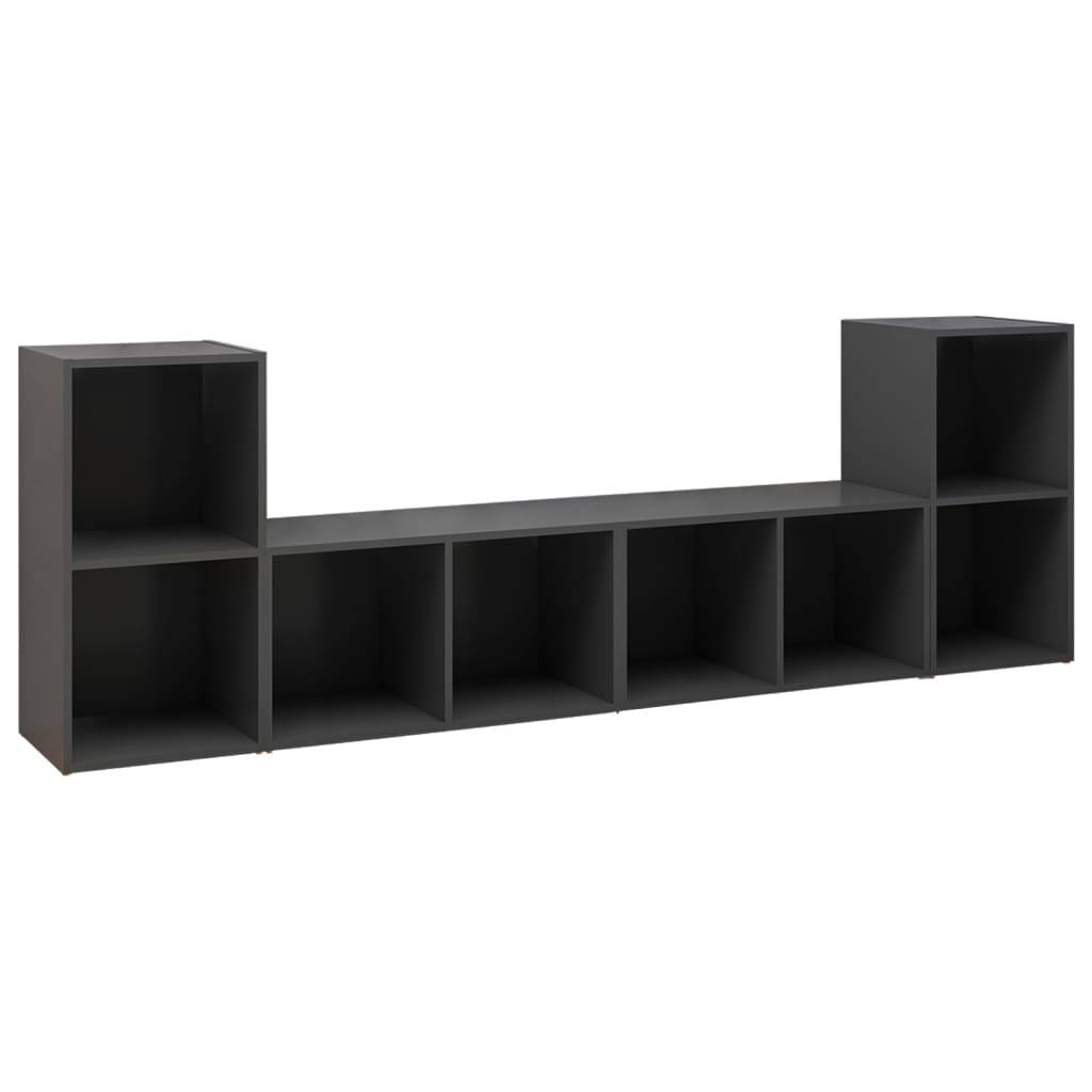

vidaXL TV Cabinets 4 pcs Gray 28.3"x13.8"x14.4" Engineered Wood