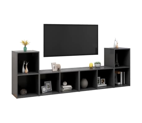 vidaXL Televizoriaus spintelės, 4vnt., pilkos, 72x35x36,5cm, mediena