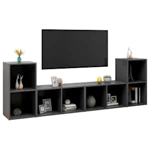 vidaXL Televizoriaus spintelės, 4vnt., pilkos, 72x35x36,5cm, mediena