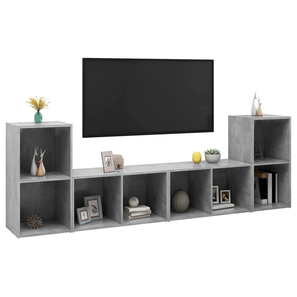 vidaXL TV-Schränke 4 Stk. Betongrau 72x35x36,5 cm Holzwerkstoff