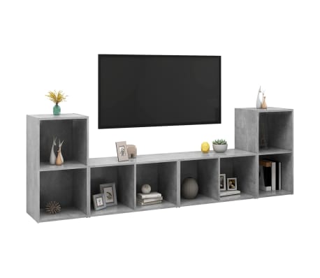 vidaXL TV-Schränke 4 Stk. Betongrau 72x35x36,5 cm Holzwerkstoff