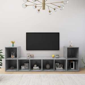 TV skříňky 4 ks betonově šedé 72x35x36,5 cm kompozitní dřevo - obrázek 1