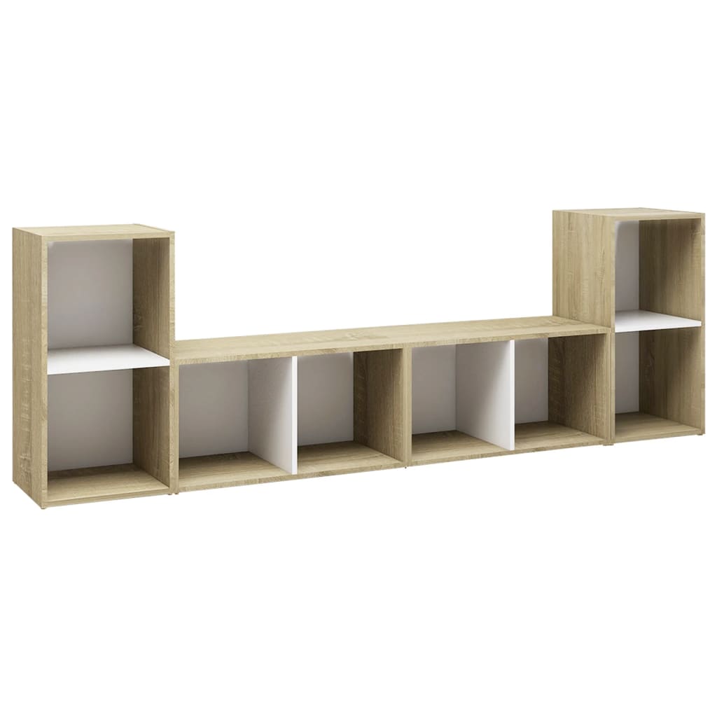

vidaXL TV Cabinets 4 pcs White and Sonoma Oak 28.3"x13.8"x14.4" Engineered Wood