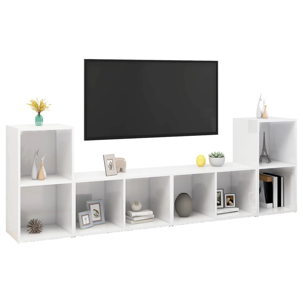 vidaXL TV plaukti, 4 gab. spīdīgi balti 72x35x36,5cm inženierijas koks