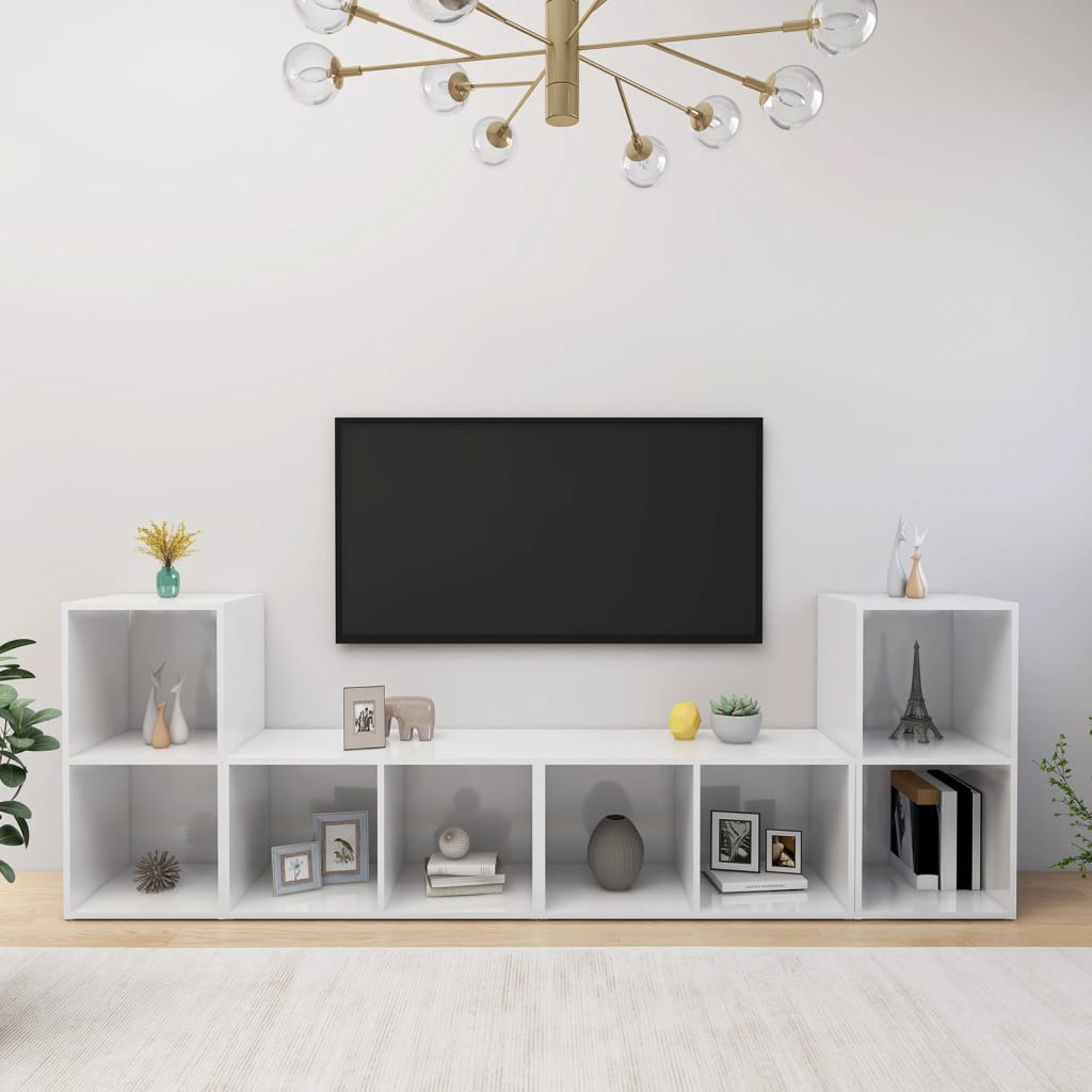 TV-Schränke 4 Stk. Hochglanz-Weiß 72x35x36,5 cm Holzwerkstoff kaufen