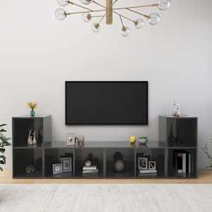 TV skříňky 4 ks šedé vysoký lesk 72x35x36,5 cm kompozitní dřevo - obrázek 1