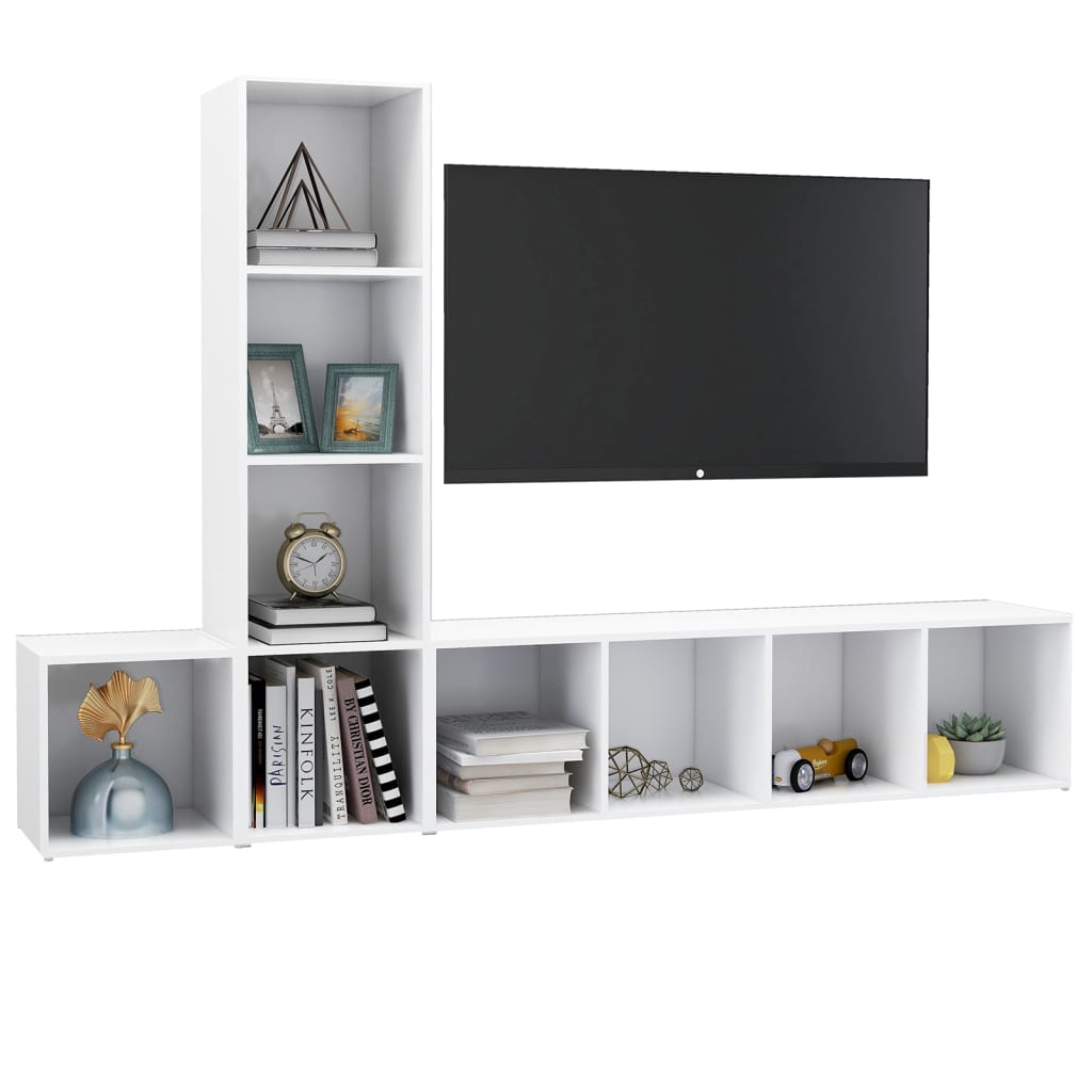 

vidaXL 3-delige Tv-meubelset spaanplaat wit