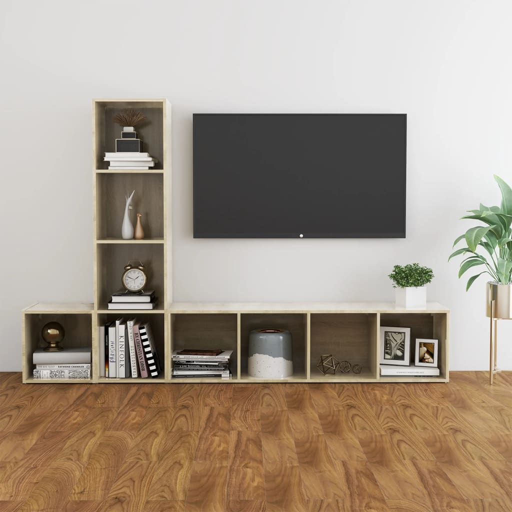 3-delige Tv-meubelset spaanplaat sonoma eikenkleurig