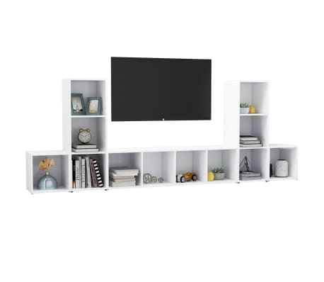 vidaXL 5 Piece TV Stand Set White Engineered Wood