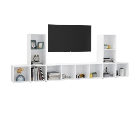 vidaXL 5 Piece TV Cabinet Set High Gloss White Engineered Wood