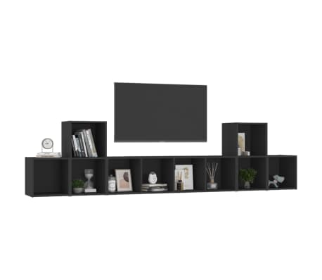 vidaXL 5-tlg. TV-Schrank-Set Schwarz Holzwerkstoff