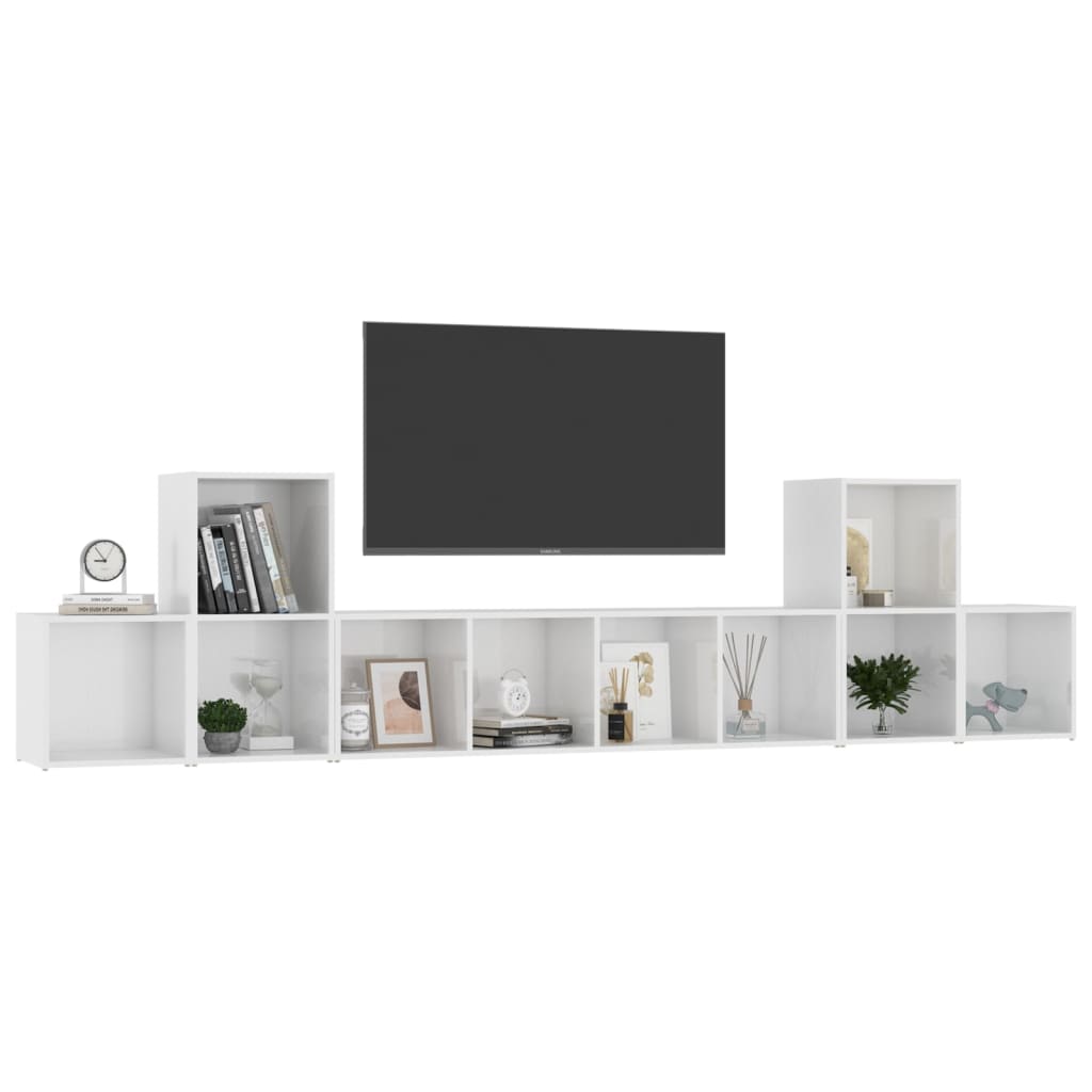 KALLAX –  Meuble TV bibliothèque 5 pcs 10 boxes Blanc brillant | meublestv.fr 4