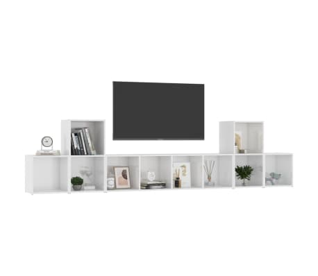 vidaXL 5 Piece TV Stand Set High Gloss White Engineered Wood