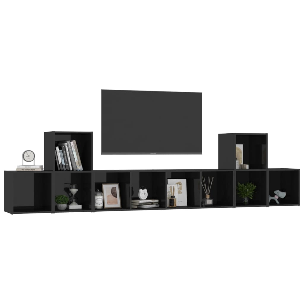 KALLAX –  Meuble TV bibliothèque 5 pcs 10 boxes Noir brillant | meublestv.fr 4