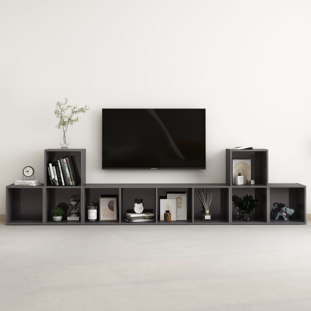 5-tlg. TV-Schrank-Set Hochglanz-Grau Holzwerkstoff kaufen