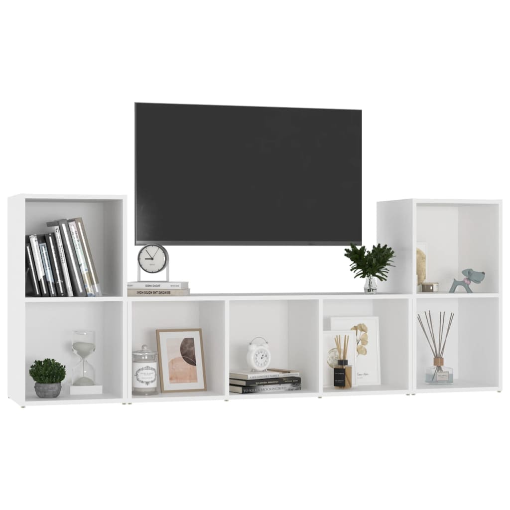 

vidaXL 3-delige Tv-meubelset spaanplaat wit