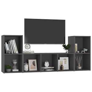 vidaXL 3-tlg. TV-Schrank-Set Grau Holzwerkstoff