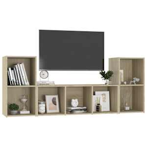 vidaXL 3-delige Tv-meubelset bewerkt hout sonoma eikenkleurig