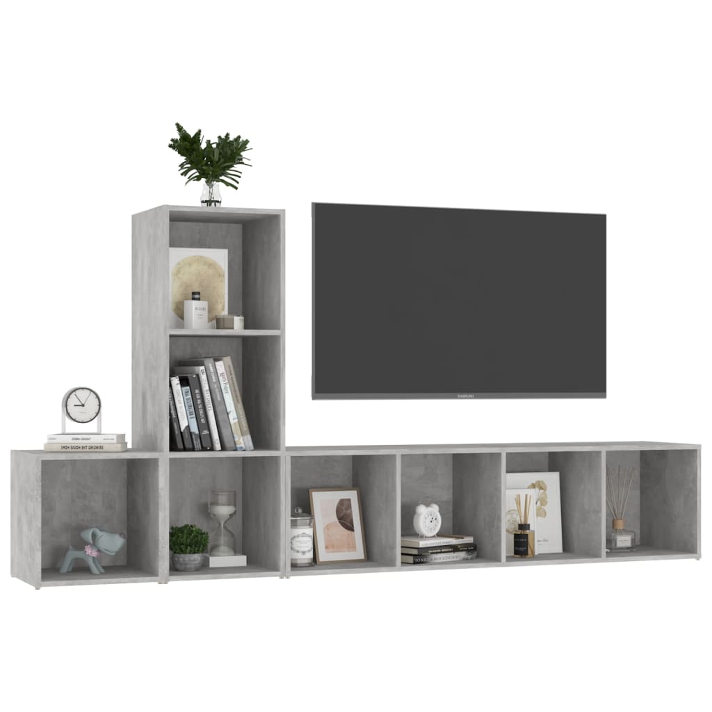 

vidaXL 3-delige Tv-meubelset spaanplaat betongrijs