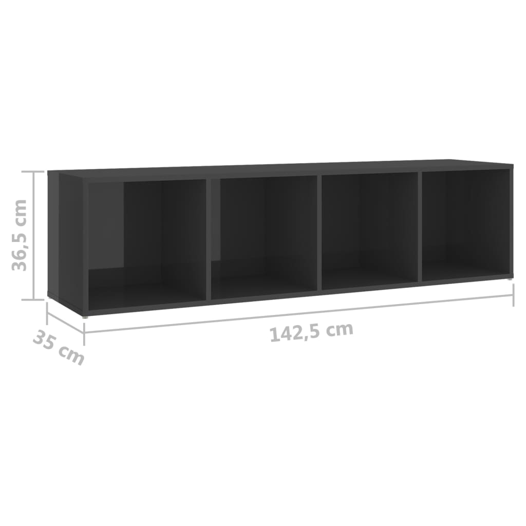 Set de dulapuri TV, 3 piese, gri extralucios, lemn prelucrat