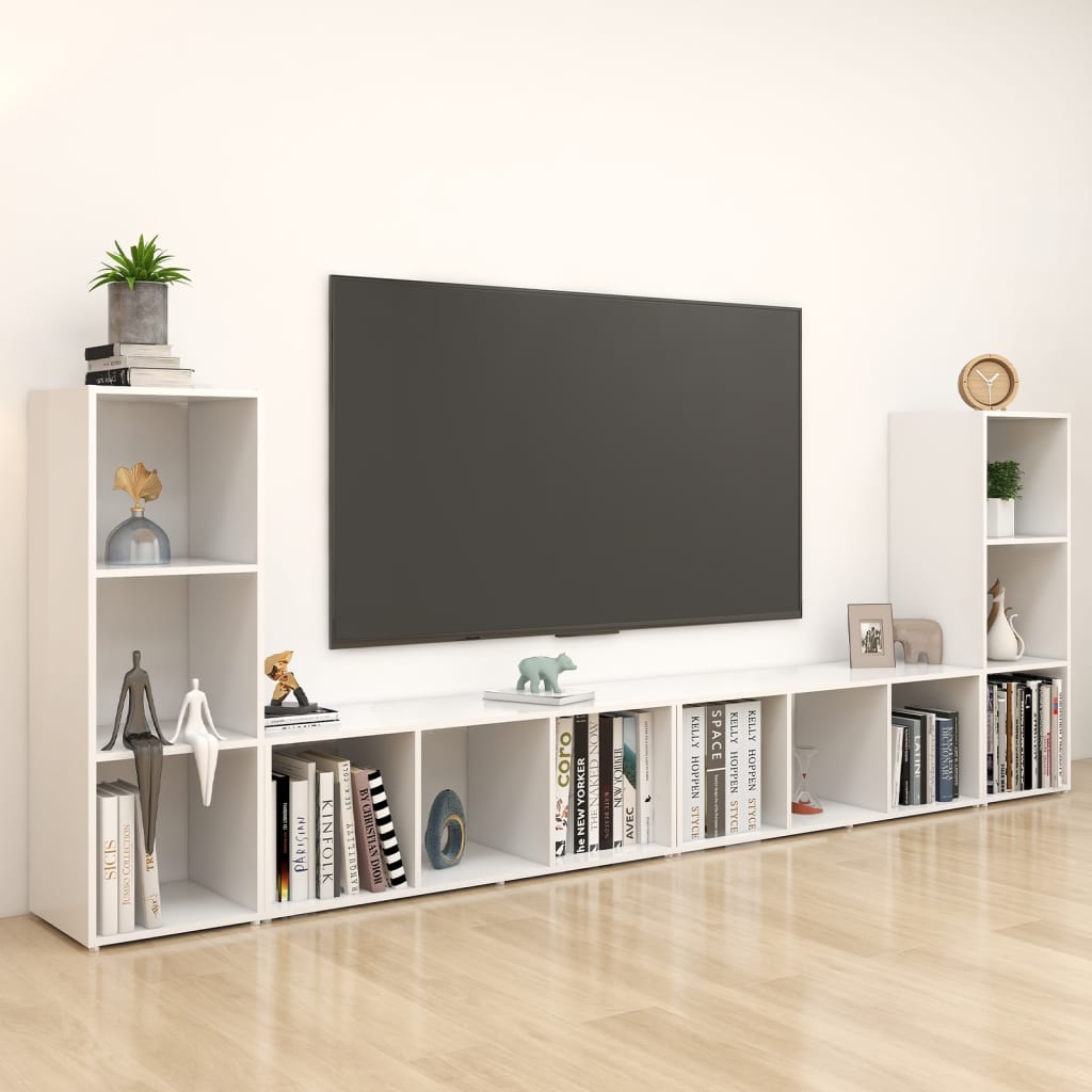 vidaXL Szafki telewizyjne, 4 szt., biae, 107x35x37 cm