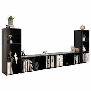 vidaXL Televizoriaus spintelės, 4vnt., juodos, 107x35x37cm, MDP