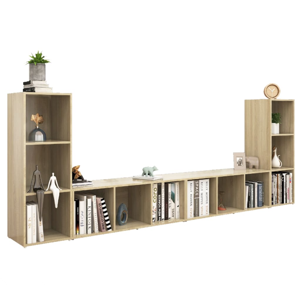 vidaXL Tv-meubelen 4 st 107x35x37 cm bewerkt hout sonoma eikenkleurig