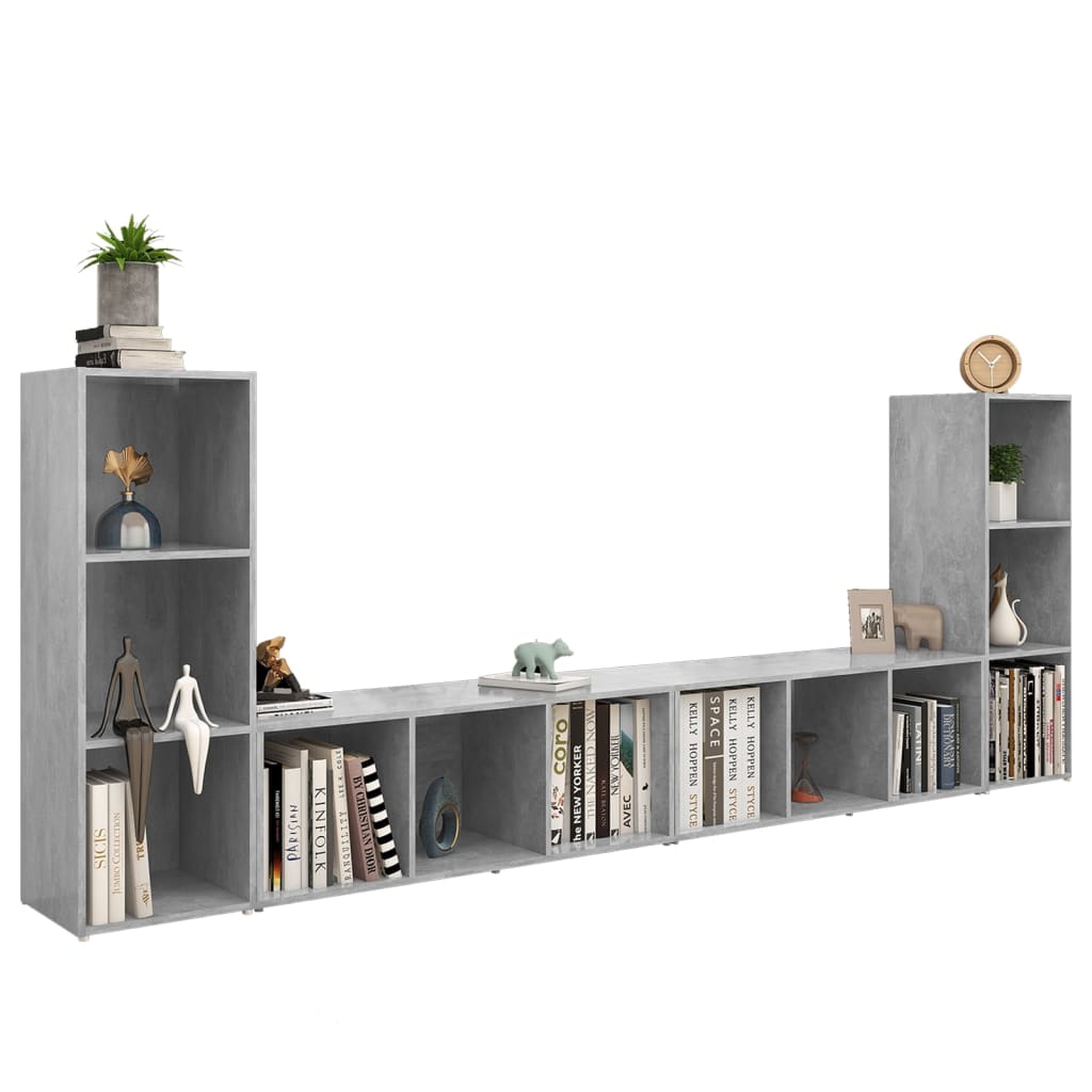 

vidaXL Tv-meubelen 4 st 107x35x37 cm spaanplaat betongrijs