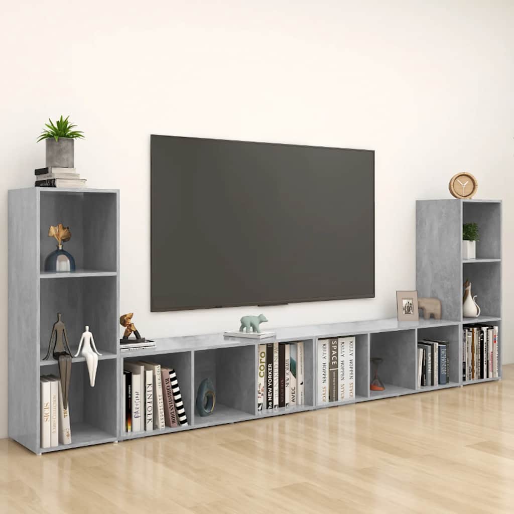 vidaXL Szafki TV, 4 szt., szaro�� betonu, 107x35x37 cm