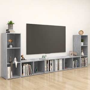 TV skříňky 4 ks betonově šedé 107 x 35 x 37 cm dřevotříska - obrázek 1