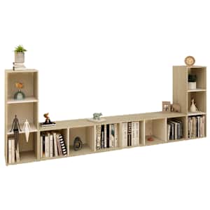 vidaXL ТВ шкафове 4 бр бяло и дъб сонома 107x35x37 см инженерно дърво