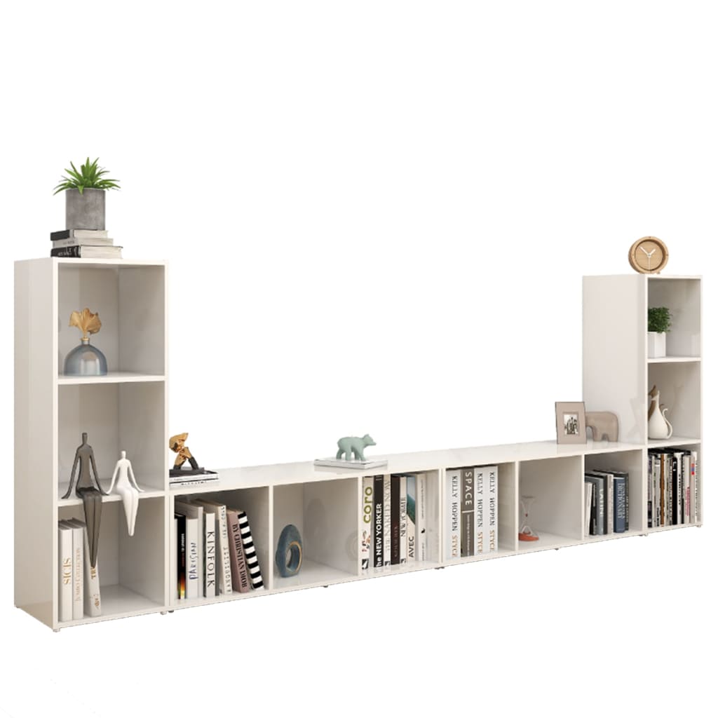KALLAX –  Meuble TV bibliothèque 4 pcs 12 boxes Blanc brillant | meublestv.fr 4