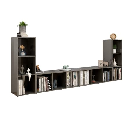 vidaXL Televizoriaus spintelės, 4vnt., pilkos, 107x35x37cm, MDP