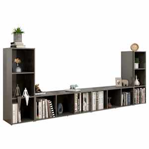 vidaXL Televizoriaus spintelės, 4vnt., pilkos, 107x35x37cm, MDP