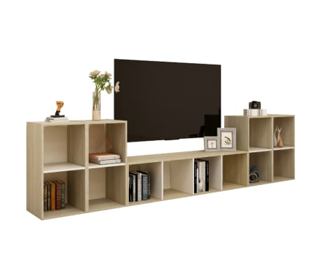 vidaXL Set Mobile TV 5 pz Bianco e Sonoma in Legno Multistrato