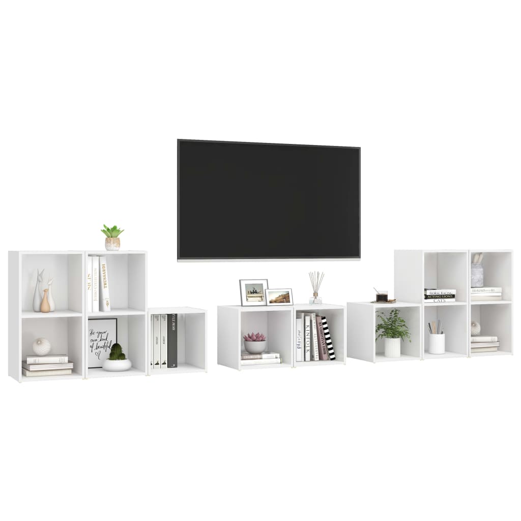 

vidaXL 8-delige Tv-meubelset spaanplaat wit