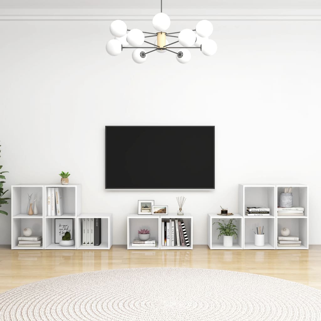 Ensemble de meubles TV 8 pcs Blanc Aggloméré